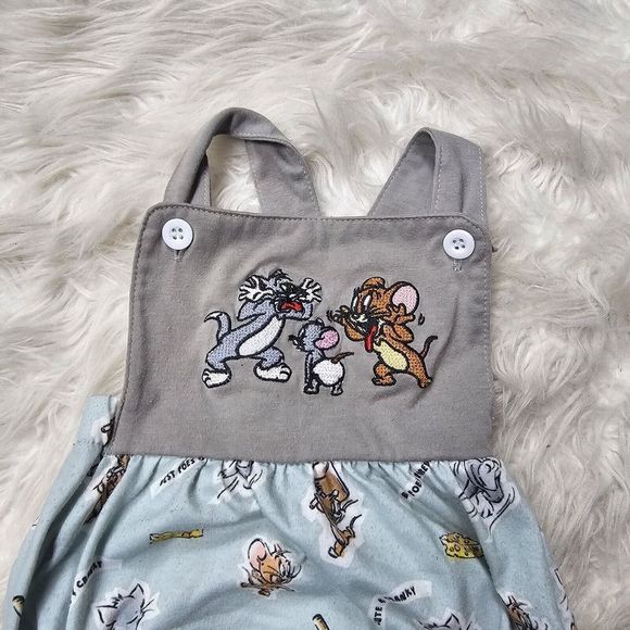Tom & Jerry Baby Outfit Bubble Gray Blue Best Foes Forever 6-12  MONTHS - Picture 3 of 5